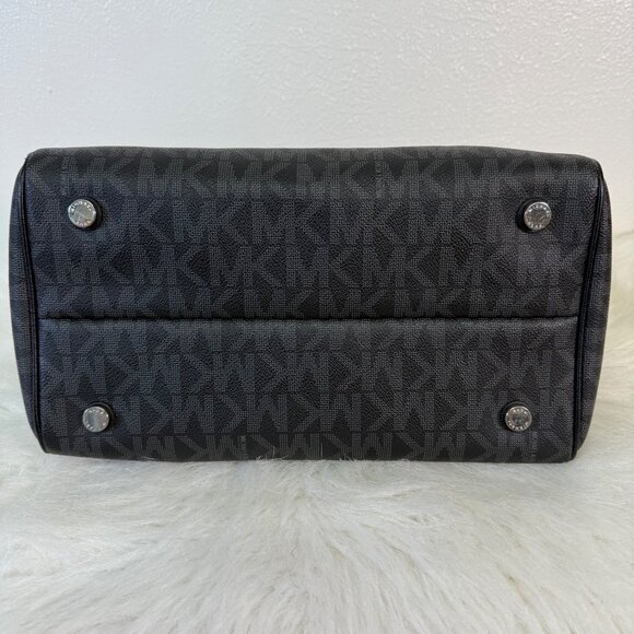 Michael Kors Grayson Signature MK Black Satchel Duffle Saffiano Leather Handbag - Picture 3 of 16